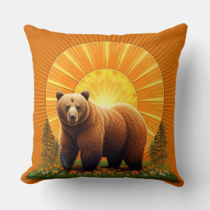 Coussin Ours brun majestueux