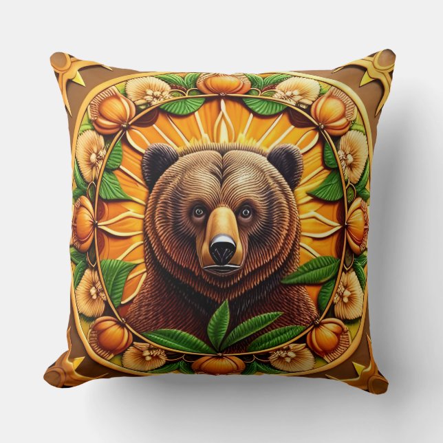 Coussin Ours brun majestueux  (Recto)