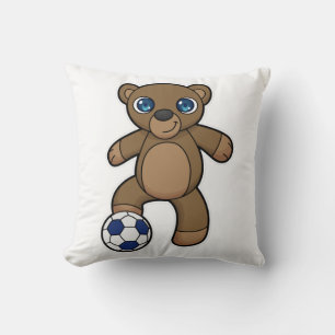Coussin Ours comme joueur de football avec balle de footba