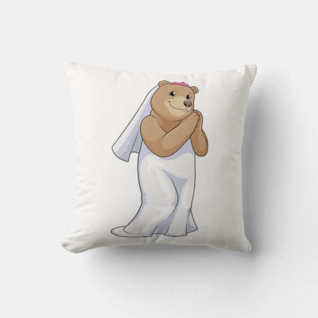 Coussin Ours comme mariée avec voile (Recto)