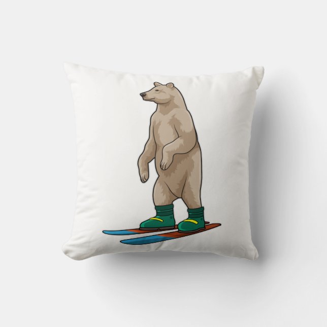Coussin Ours comme skieur avec ski (Recto)