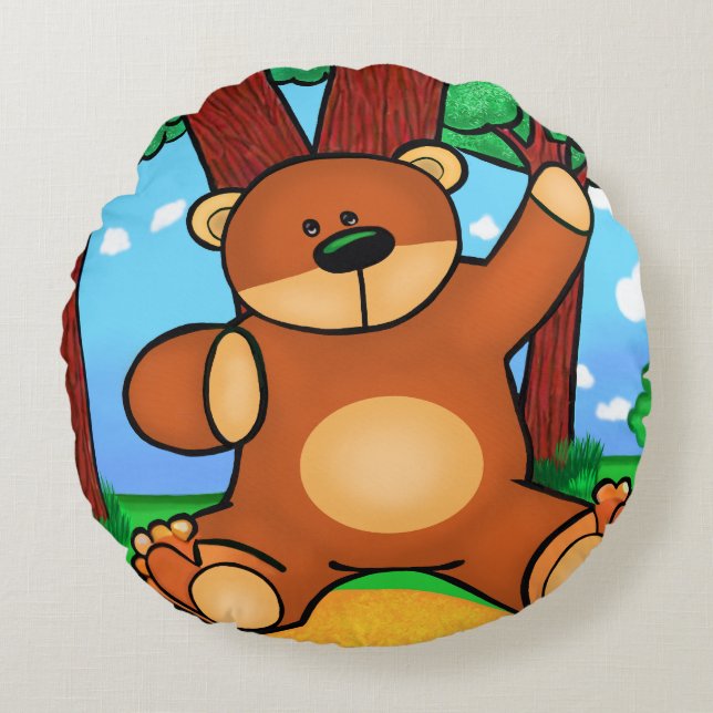 Coussin Ours dans la prairie - Bear in grassland (Devant)