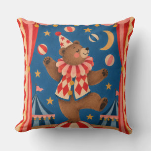 Coussin Ours de cirque vintage en équilibre sur balle Ar c