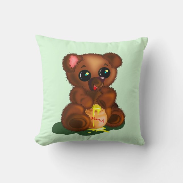 Coussin Ours de miel Jeu d'oreiller - Couleurs personnalis (Recto)