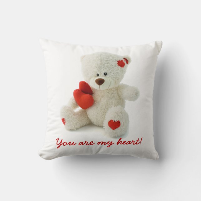 Coussin Ours de nounours blanc pelucheux mignon avec un (Recto)
