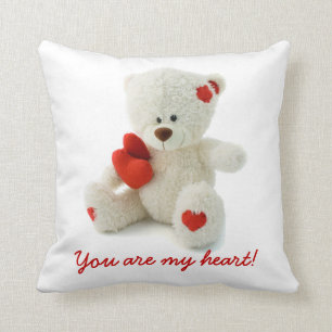 Coussin Ours de nounours blanc pelucheux mignon avec un