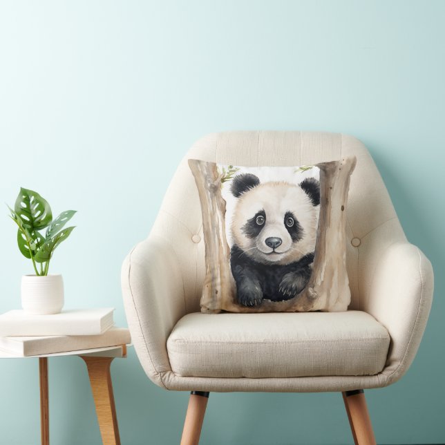 Coussin Ours de panda aquarelle (Chaise)