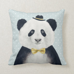 Coussin Ours de panda aquarelle