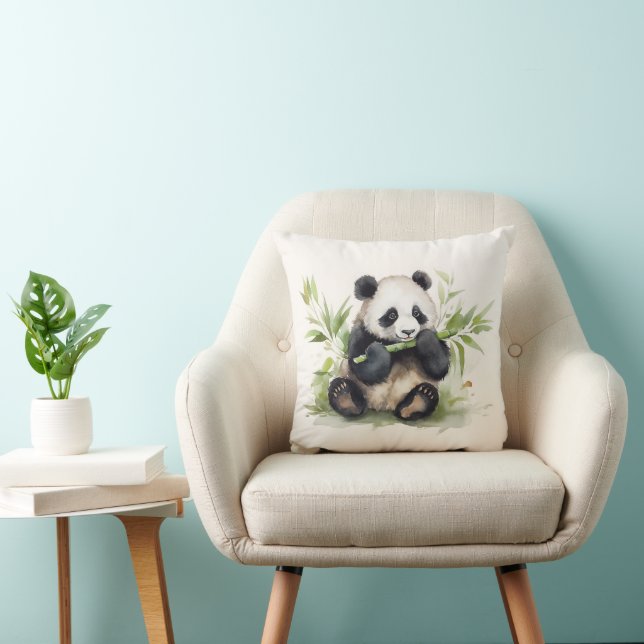 Coussin Ours de panda avec bambou (Chaise)