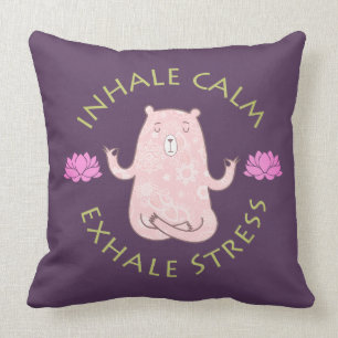Coussin Ours de yoga d'encouragement Fleur de lotus Inhale
