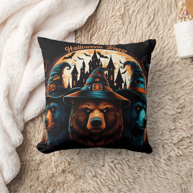 Coussin Ours d'Halloween en tenue de nuit magique (Couverture)