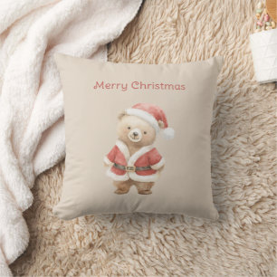 Coussin Ours en Crème Sucrée Père Noël Noël