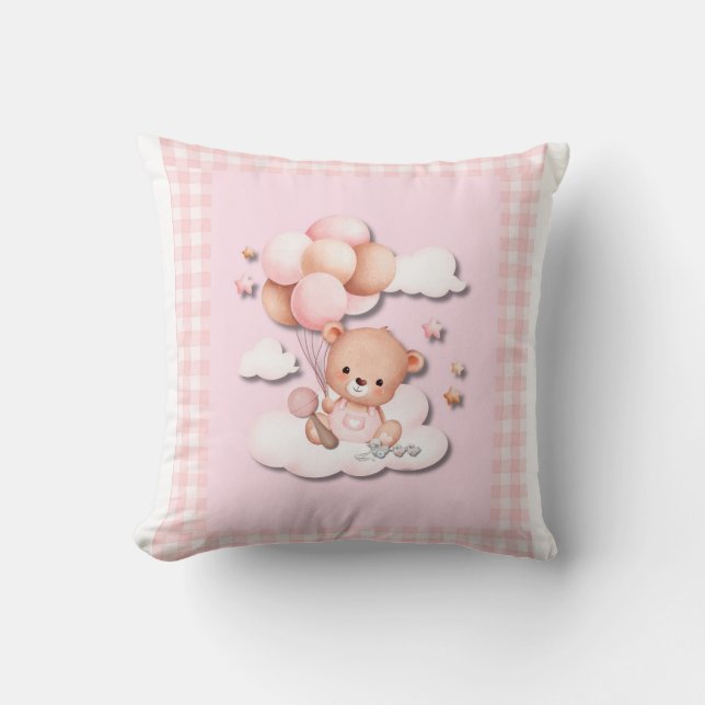 Coussin Ours en peluche avec ballons (Recto)
