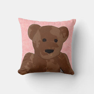 Coussin Ours en peluche en rose