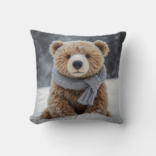 Coussin Ours en peluche hivernal Jeu d'oreiller