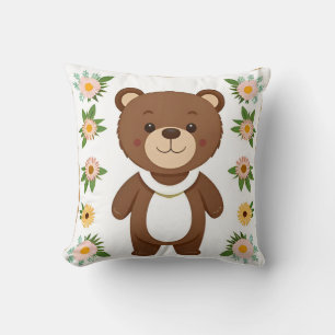 Coussin Ours en peluche marron mignon dessin animé