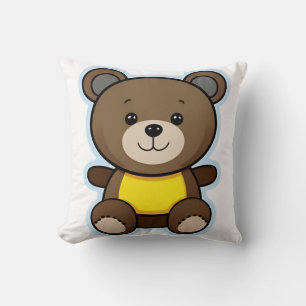 Coussin Ours en peluche marron mignon dessin animé