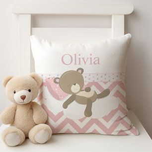 Coussin Ours en peluche mignon avec Monogramme personnalis
