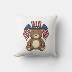 Coussin Ours en peluche patriotique vintage vecteur concep
