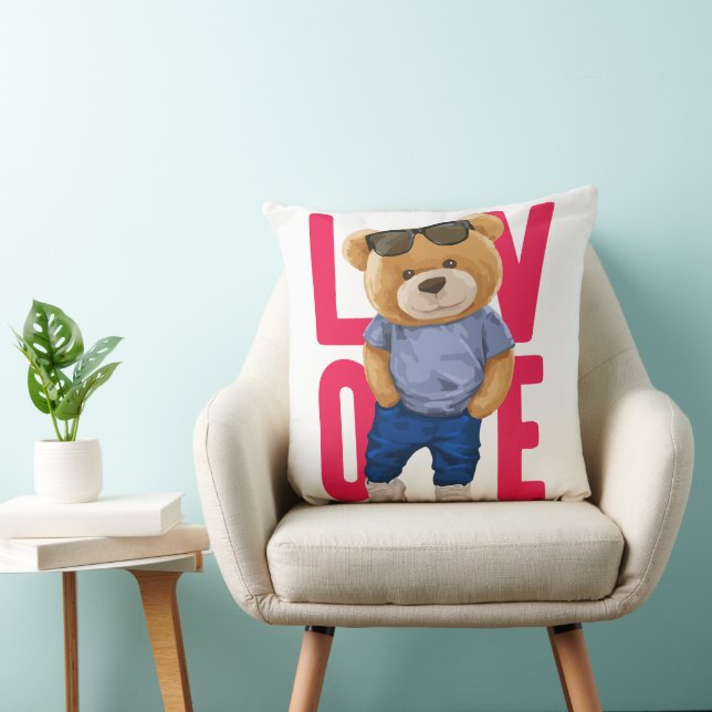 Coussin Ours en peluche pour la Saint-Valentin (Chaise)