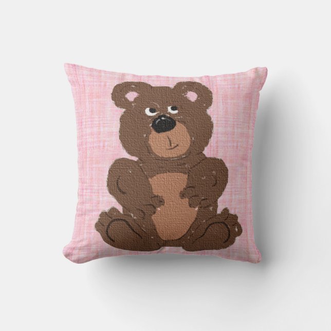 Coussin Ours en peluche T rose (Recto)