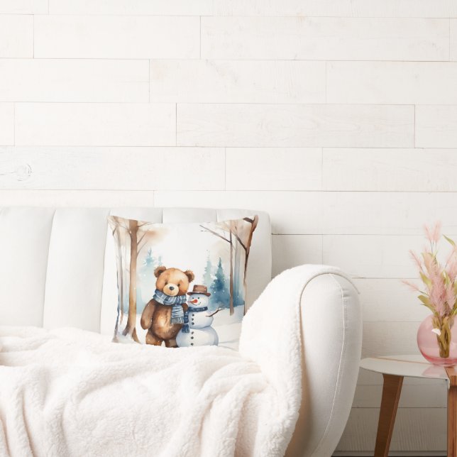Coussin Ours En Teddy Avec Snowman (Canapé)