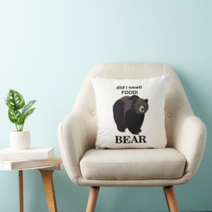 Coussin Ours Est-ce que j'ai senti de la nourriture drôle