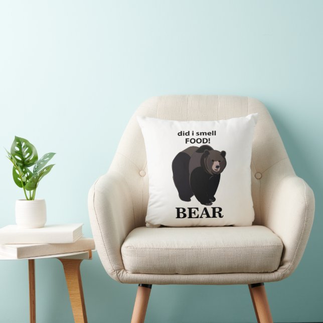 Coussin Ours Est-ce que j'ai senti de la nourriture drôle  (Chaise)