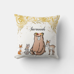 Coussin Ours et amis du bois mignon
