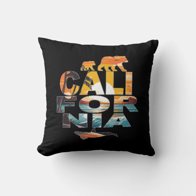 Coussin Ours et baleines de Californie (Recto)