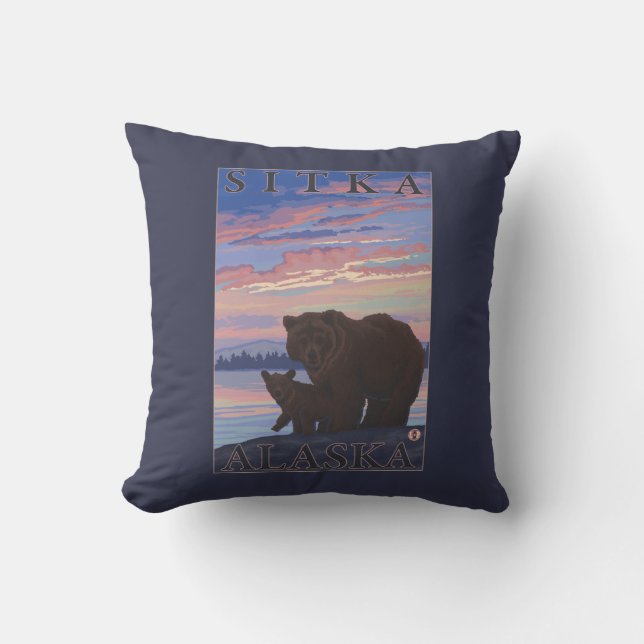 Coussin Ours et CUB - Sitka, Alaska (Recto)