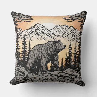 Coussin Ours et nature Paysage de montagne