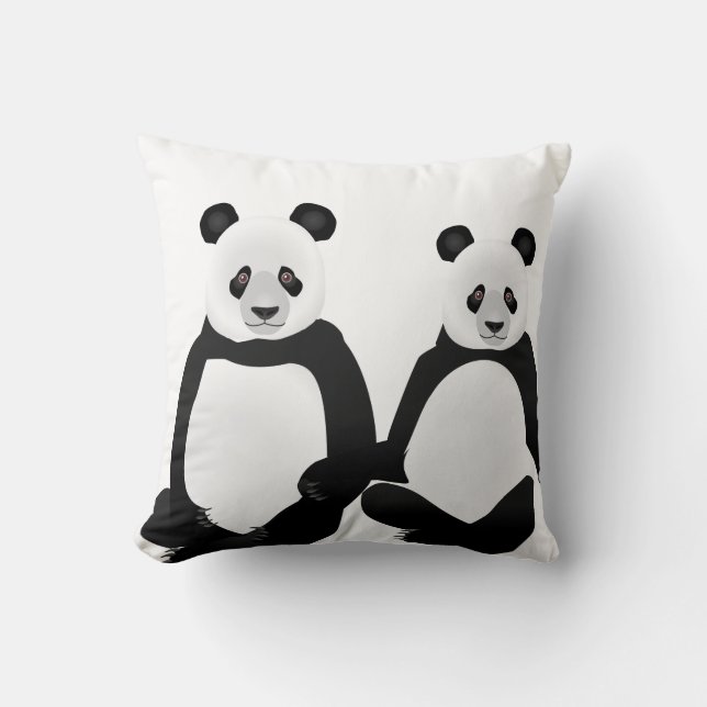 Coussin Ours et petits panda noirs et blancs (Recto)
