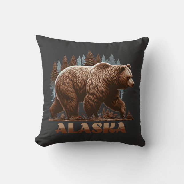 Coussin Ours grizzli de l'Alaska (Recto)