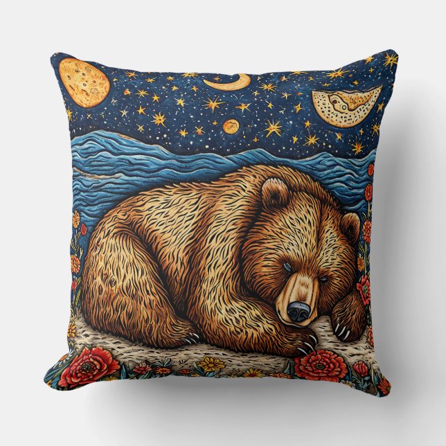 Coussin Ours grizzly dormant (Recto)