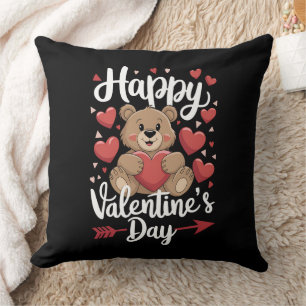 Coussin Ours joyeux de la Saint-Valentin Cœurs Couples mig