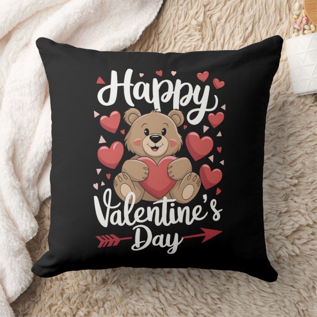 Coussin Ours joyeux de la Saint-Valentin Cœurs Couples mig (Couverture)
