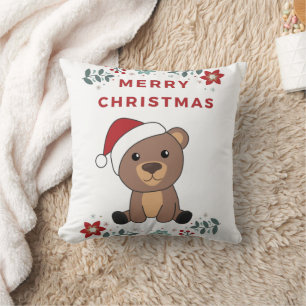 Coussin Ours Joyeux Noël Animaux d'hiver Ours