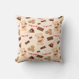 Coussin Ours mignon et chocolat
