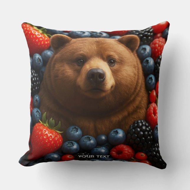 Coussin Ours Mignon Fantastique Avec Des Baies (Recto)