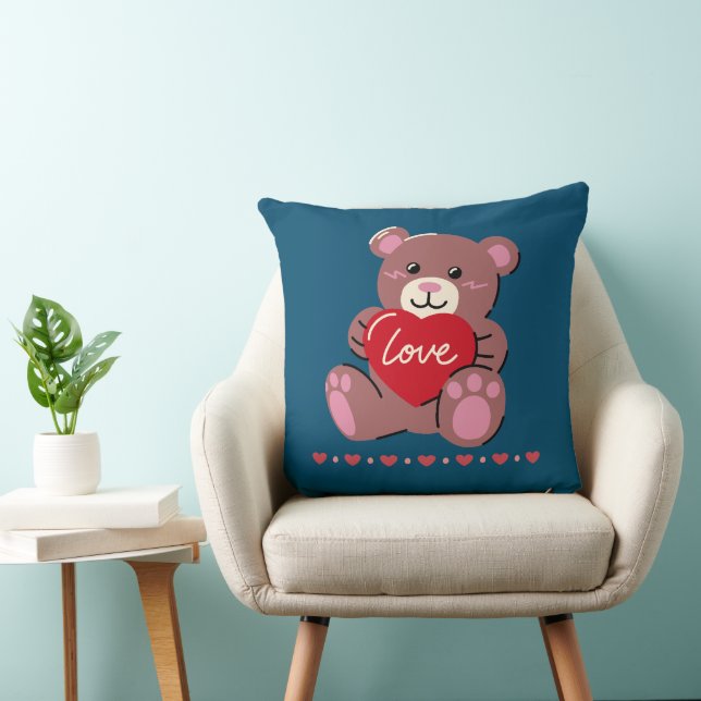 Coussin Ours mignon Heureuse Sainte-Valentin (Chaise)
