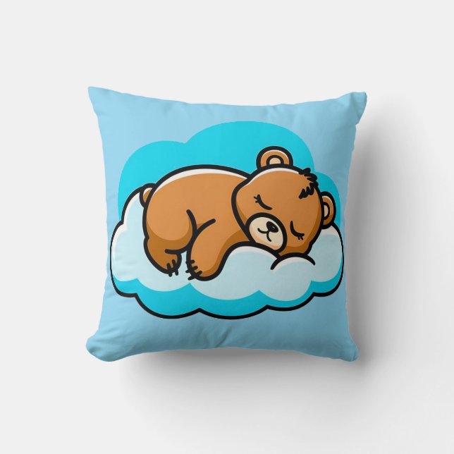Coussin ☁️🐻 Ours mignon sur nuage Cadeau de décoration co (Recto)