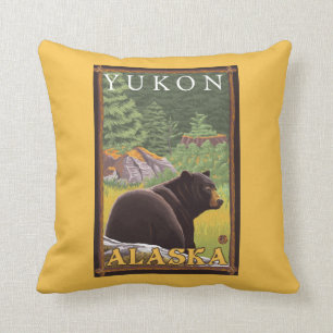 Coussin Ours noir dans la forêt - le Yukon, Alaska