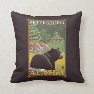 Coussin Ours noir dans la forêt - Pétersbourg, Alaska