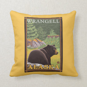 Coussin Ours noir dans la forêt - Wrangell, Alaska
