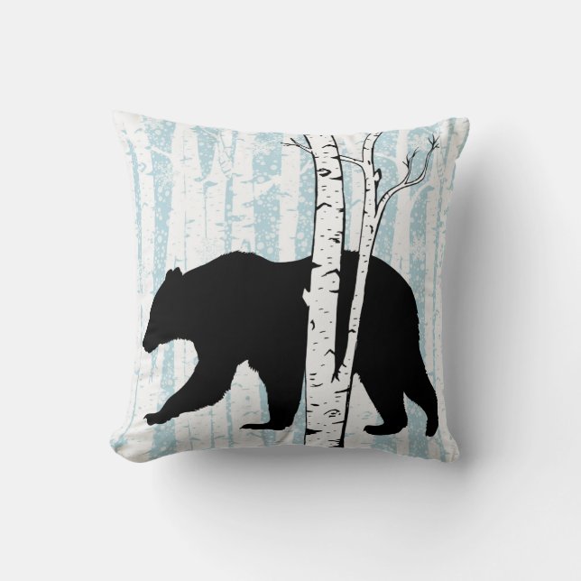 Coussin Ours noir et ornithologie de la forêt de chevreuil (Recto)