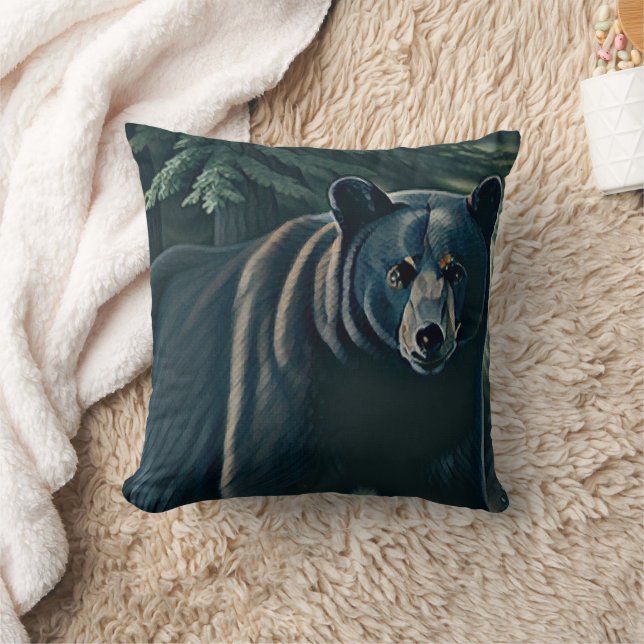 Coussin Ours Noir Majestueux De La Forêt Du Nord (Couverture)