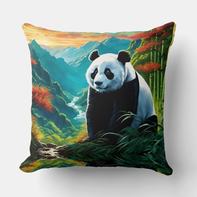 Coussin Ours Panda dans les nuages (Recto)