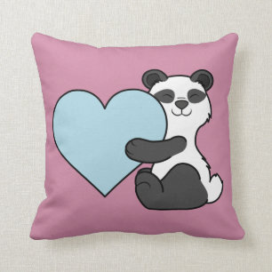 Coussin Ours panda de Saint-Valentin avec le coeur