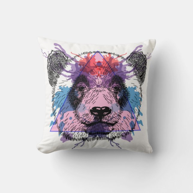Coussin Ours panda géométrique (Recto)